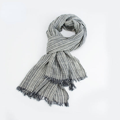 Scarvii - Elegant Stripe Style Cotton Long Scarf