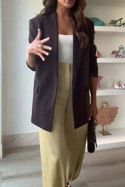 City Phantom Button Up Long Sleeve Lapel Loose Blazer