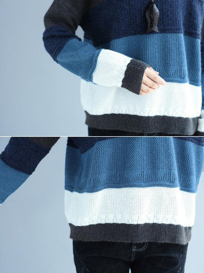 Casual Multi-Color Loose Long Sleeve O-Neck Women Sweaters