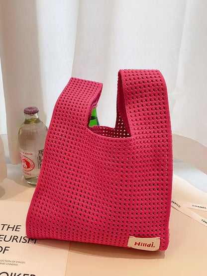 Hollow Letter Print Solid Color Handbags