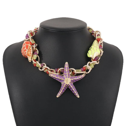 Starfish Shell Exaggerated Bead Necklace