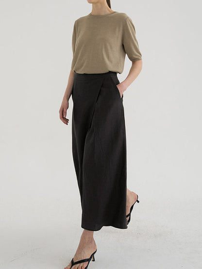 Loose Ninth Pants Solid Color Casual Pants Bottoms