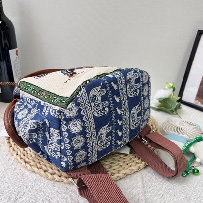 Cosbai - Vintage Elephant Embroidery Backpack - Practical &amp; Unique