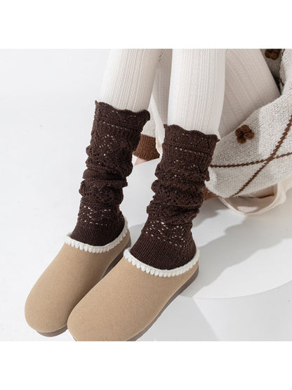 Rufia - Vintage-inspired Knit Socks with Embossed Openwork