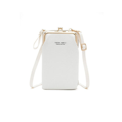 PU Leather Solid Color Large Capacity Purse One Shoulder Crossbody Cell Phone Bag