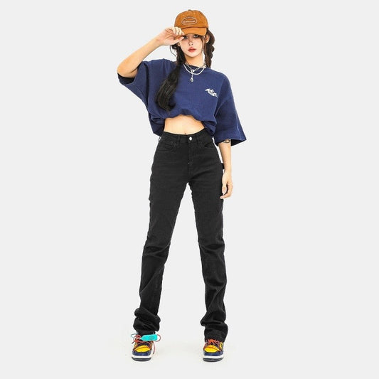 High-Waist Skinny Jeans Slim Fit Casual Trousers