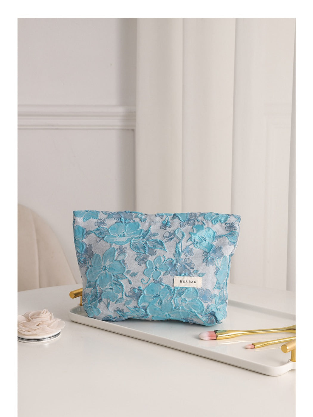 Cosbai - Coin Purse &amp; Cosmetic Bag with Floral Prints - 2 Sizes