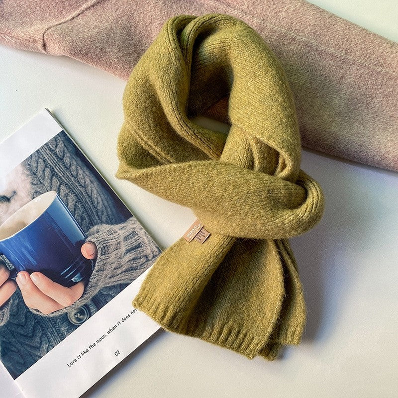 Solid Color Knitted Woolen Scarf