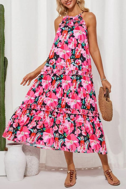 Women's Halter Neck Floral Print Vacation Dress