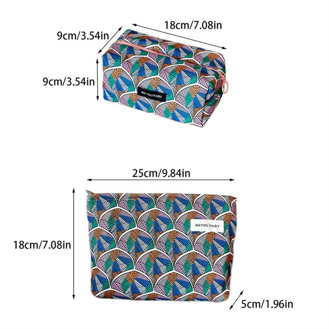 Cosbai - Colorful Fan-Print Makeup Bag - Practical &amp; Basic