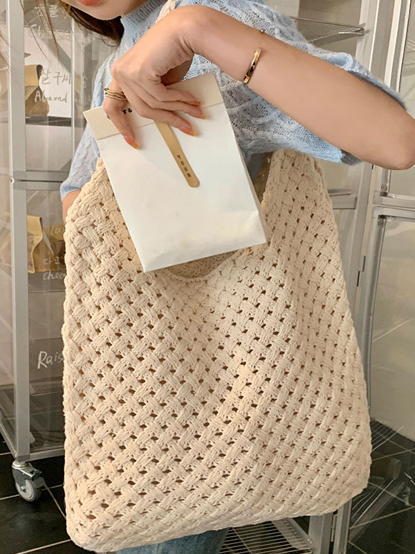 Hollow Solid Color Storage Tote Bags