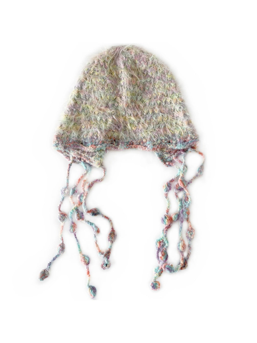 Haila - Colorful Striped Knitted Beanie with Tassel Ties