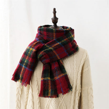 Warm Imitated Cashmere Plaid Print Shawl Scarf