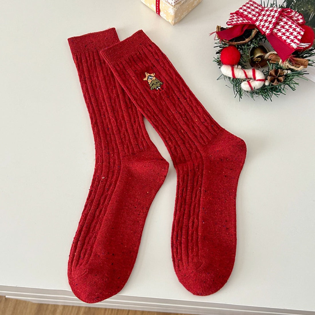 Rufia - Christmas Embroidered Fall &amp; Winter Socks