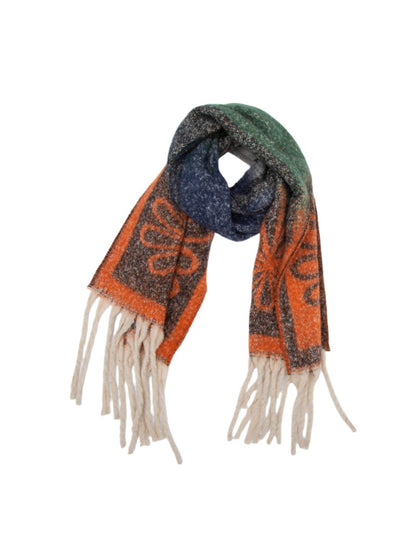 Scarvii - Tassel Scarf with Big Flower Jacquard Scarf