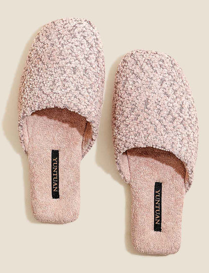 Elegant Soft Solid Color Warm Indoor Slippers