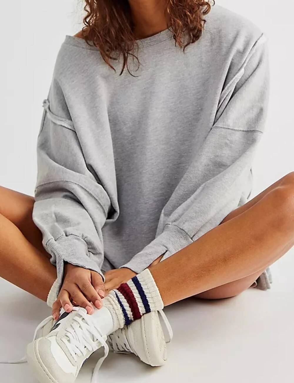 Solid Color Round Neck Split Hoodies