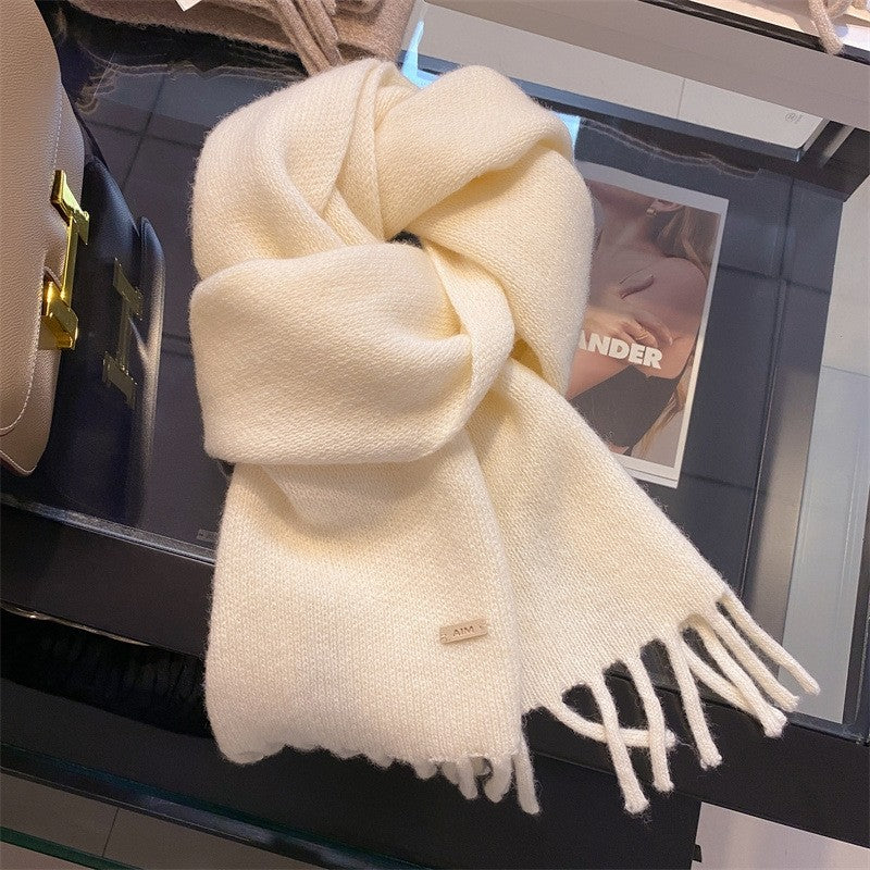 Solid Color Wool Warm Short Scarf