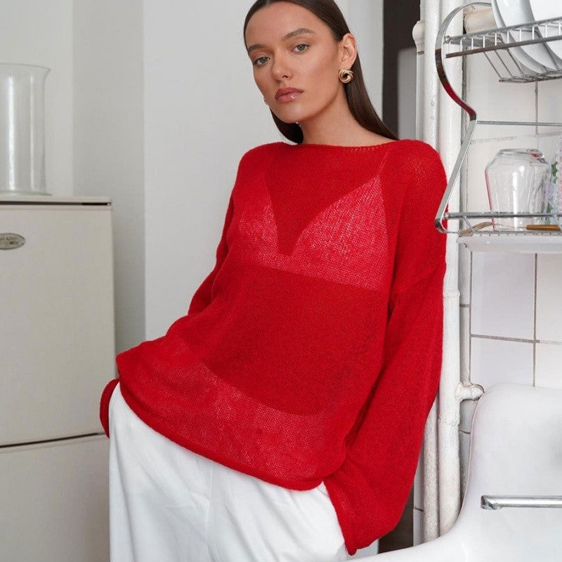Sheer Knit Bell Sleeve T-Shirt