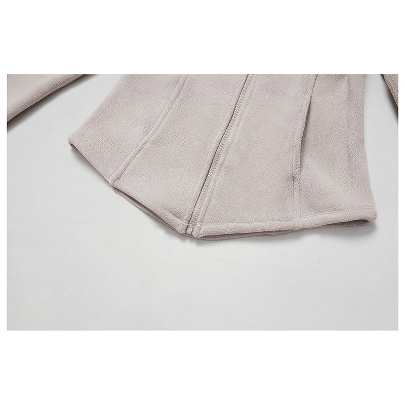 Solid Color Slim Fit Fleece Jacket