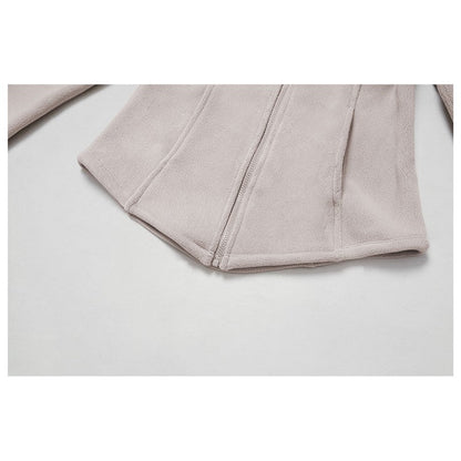 Solid Color Slim Fit Fleece Jacket