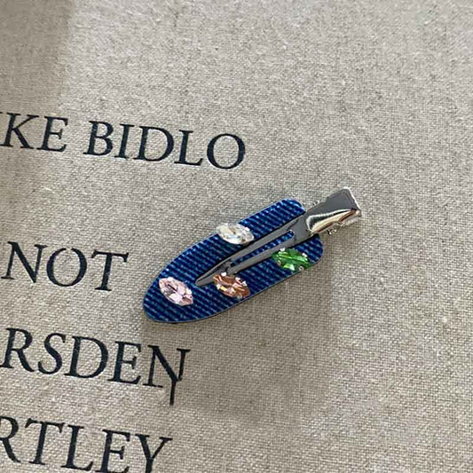Cute Colorful Rhinestone Denim Style Hair Claw