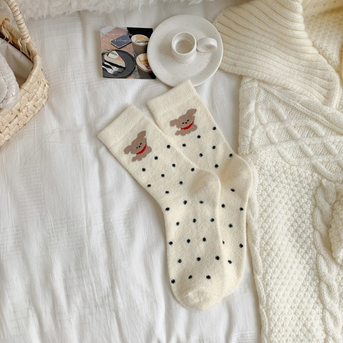 Rufia - Fuzzy Dog Patterned Socks
