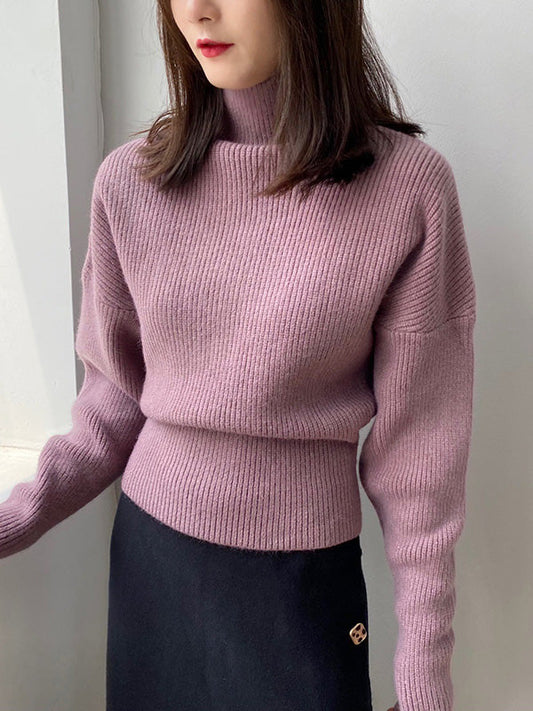 Casual Loose 6 Colors High-Neck Batwing Sleeves Sweater Top