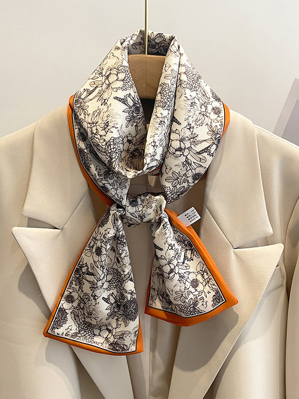 Contrast Color Floral Printed Hair Band Scarf
