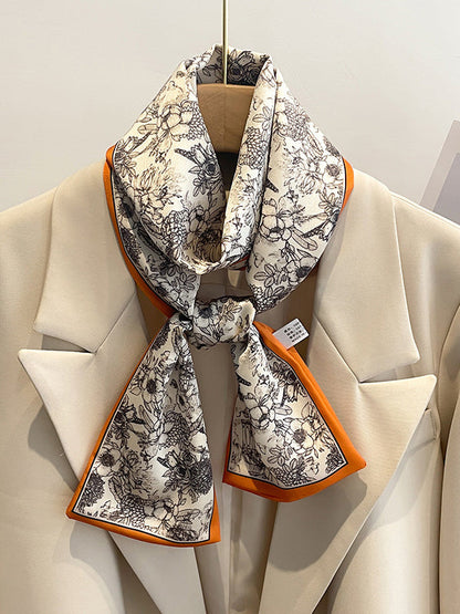 Contrast Color Floral Printed Hair Band Scarf