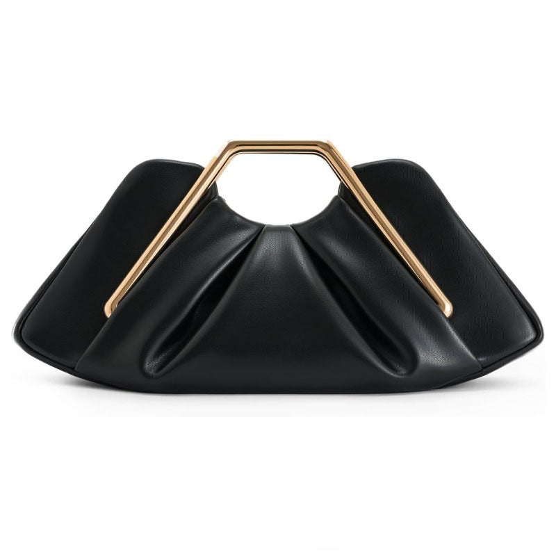 Minimalist Cloud Ruched Evening PU Leather Handbag