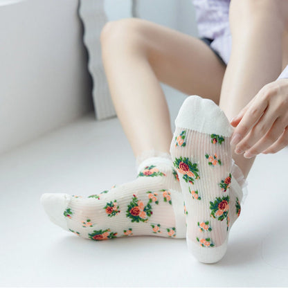 Rufia - Floral Lace Ankle Socks – 5 Colors