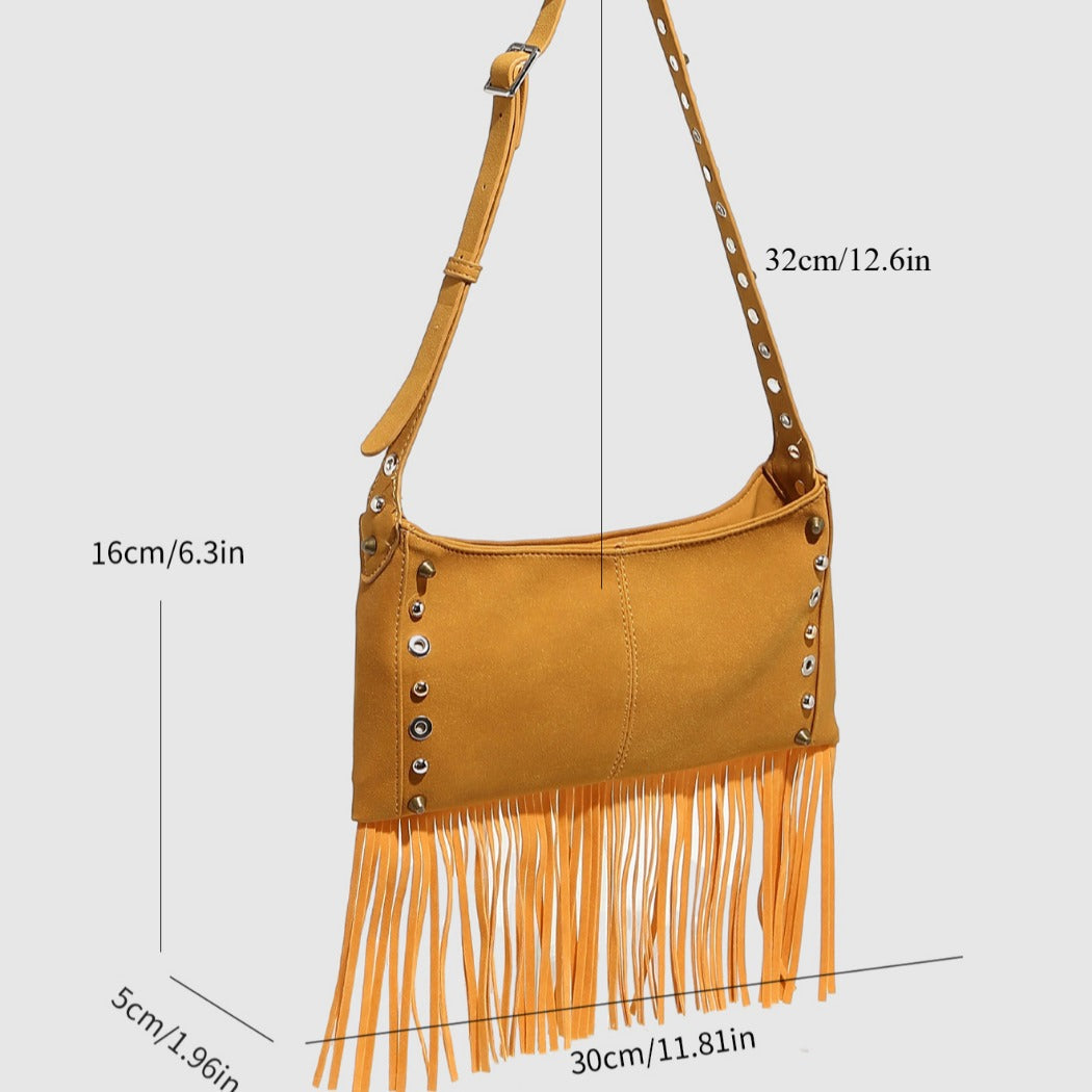 Cosbai - Boho Punk Fringe Shoulder Bag - Blod &amp; Classic