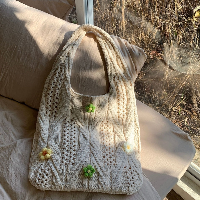 Crochet Tote Bag Simple Wool Knitted Bag