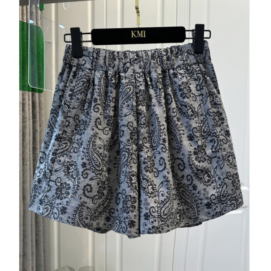 Shea - Paisley Print Stretchy Shorts - Comfort &amp; Basic