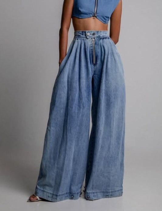 Trendy High Rise Harem Baggy Denim Pants