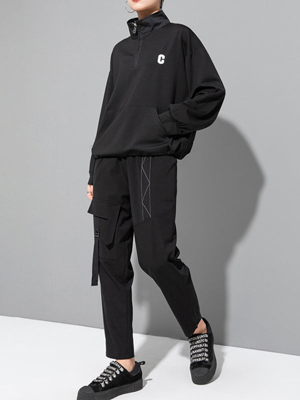 Harem Pants Ninth Pants Pockets Split-Joint Casual Pants Bottoms Ninth Pants