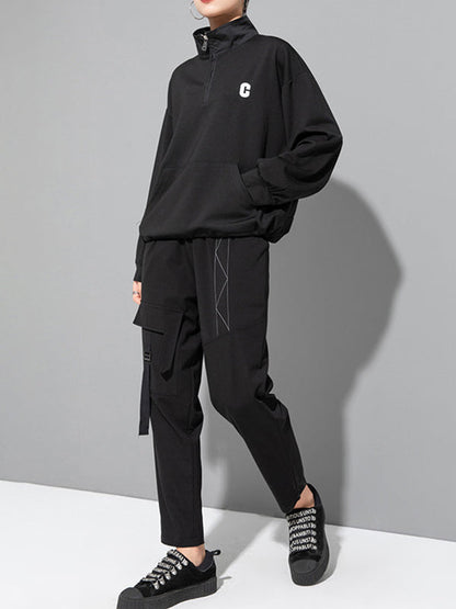Harem Pants Ninth Pants Pockets Split-Joint Casual Pants Bottoms Ninth Pants