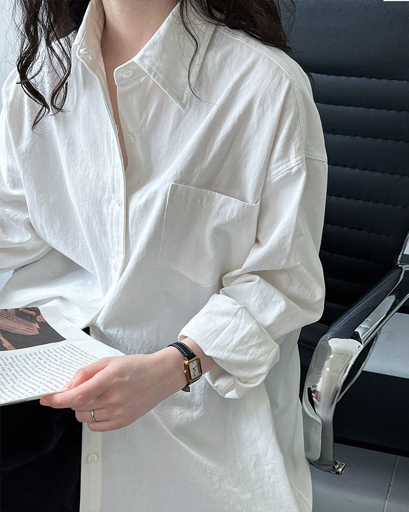 Long Sleeves Loose Blouses&Shirts Tops Outerwear Tops