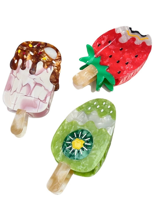 Clio - Ice Cream-shaped Fruit-themed Cartoon Hair Clip