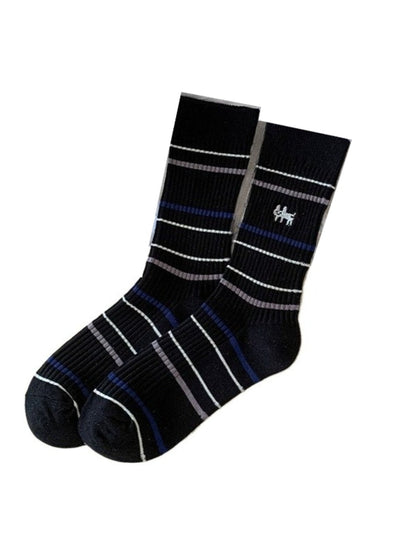 Rufia - Stripe Mid-Calf Capsule Sock with Puppy Patterns