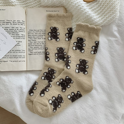 Rufia - Bear Coral Fleece Thickened Winter Socks