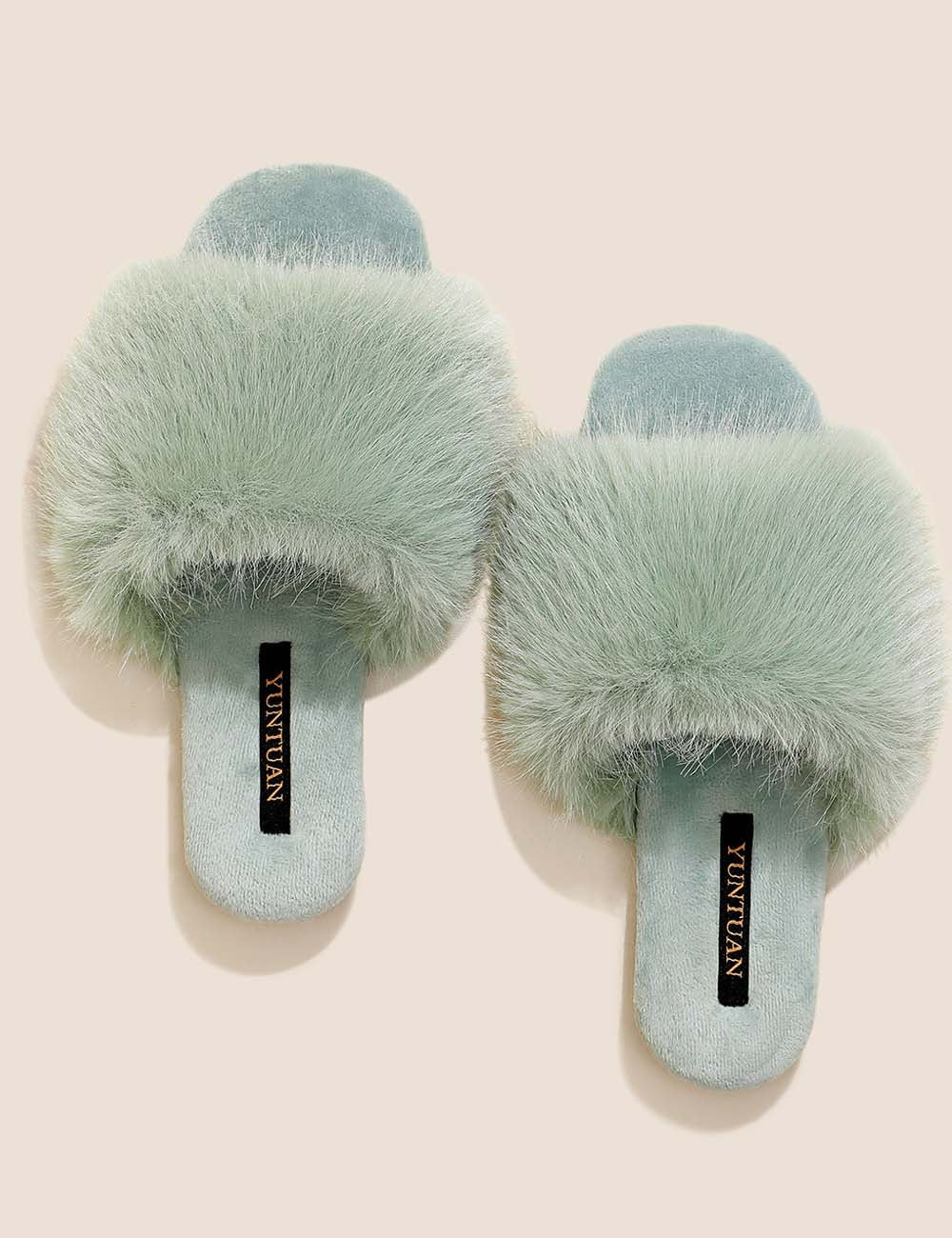 Fuzzy Faux Fur Warm Non-Slip Indoor Slippers