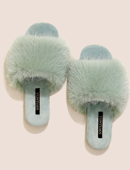 Fuzzy Faux Fur Warm Non-Slip Indoor Slippers