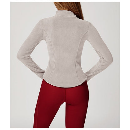 Solid Color Slim Fit Fleece Jacket