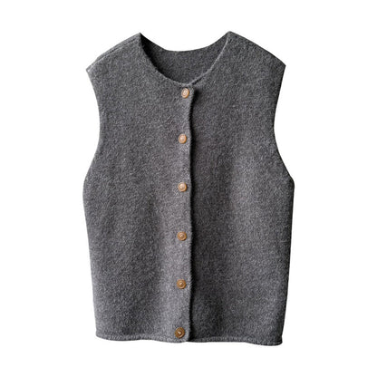 Crosa - Loose and Simple Classic Knit Vest for Women