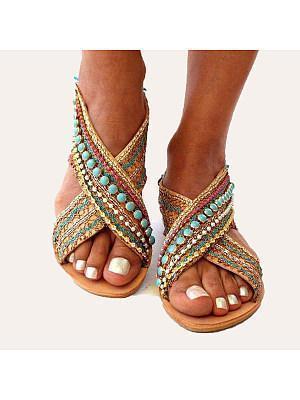 Ethnic Style Flat Large Size Sandals