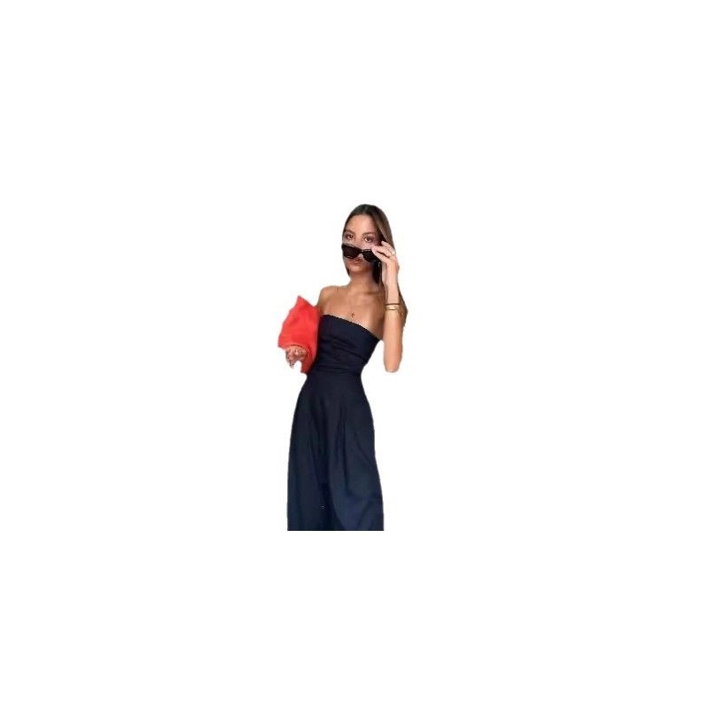Solid Color Slim Strapless Jumpsuit