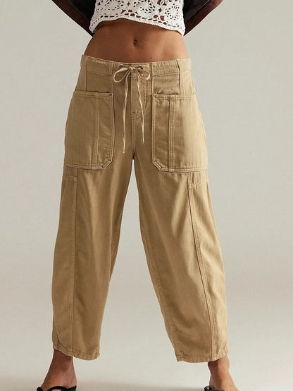 Loose Low Waist Barrel Washed Jeans