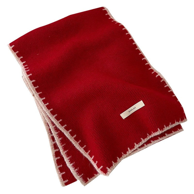 Color Blocking Lock Edge Knitted Scarf